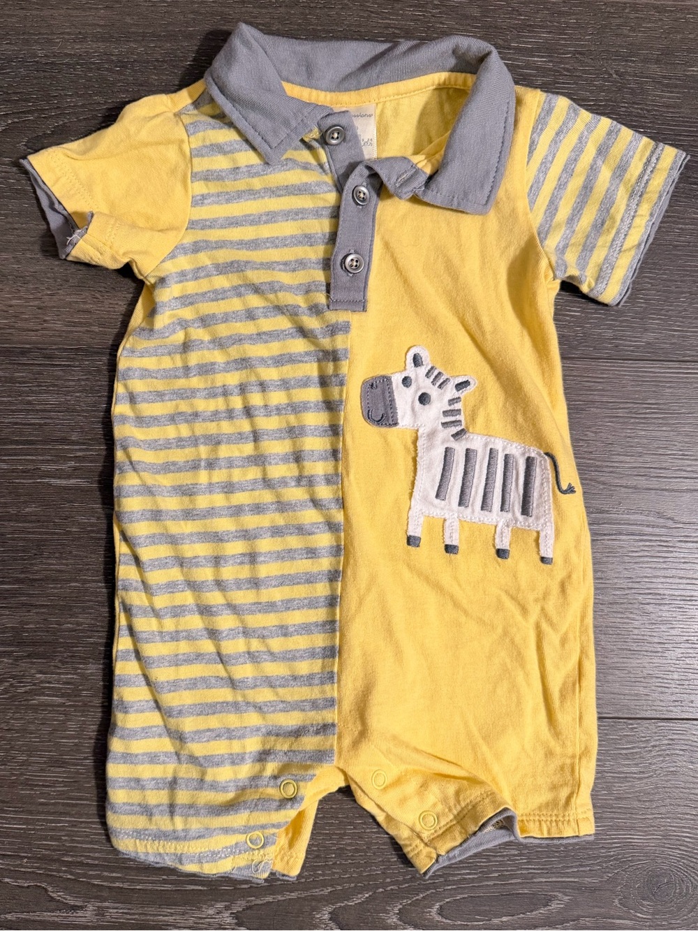 First Impressions Yellow and Gray Baby Romper
